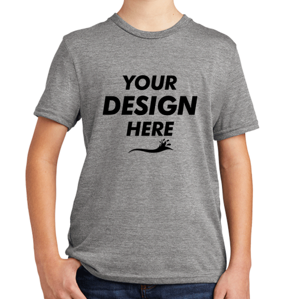 AllMade Youth Tri Blend Tee, Aluminum Grey, Front view, Mockup