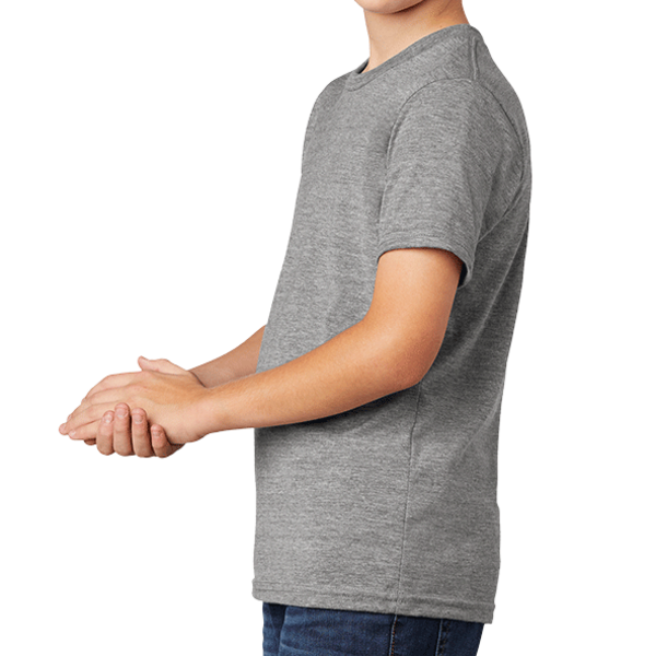 AllMade Youth Tri Blend Tee, Aluminum Grey, Left Sleeve view