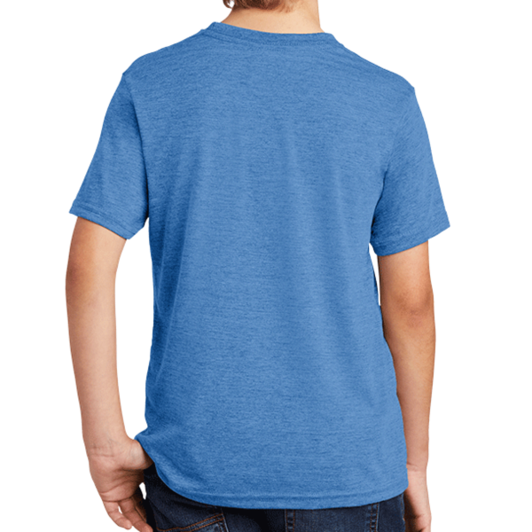 AllMade Youth Tri Blend Tee, Azure Blue, Back view