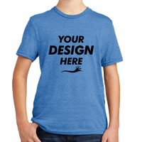 AllMade Youth Tri Blend Tee, Azure Blue, Front view, Mockup