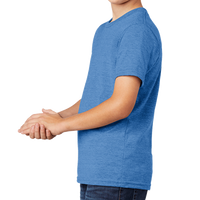 AllMade Youth Tri Blend Tee, Azure Blue, Left Sleeve view