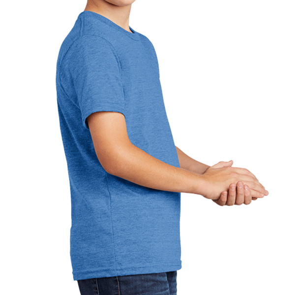 AllMade Youth Tri Blend Tee, Azure Blue, Right Sleeve view