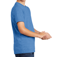 AllMade Youth Tri Blend Tee, Azure Blue, Right Sleeve view