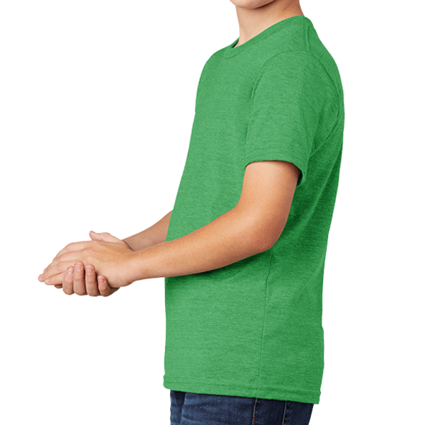 AllMade Youth Tri Blend Tee, Enviro Green, Left Sleeve view