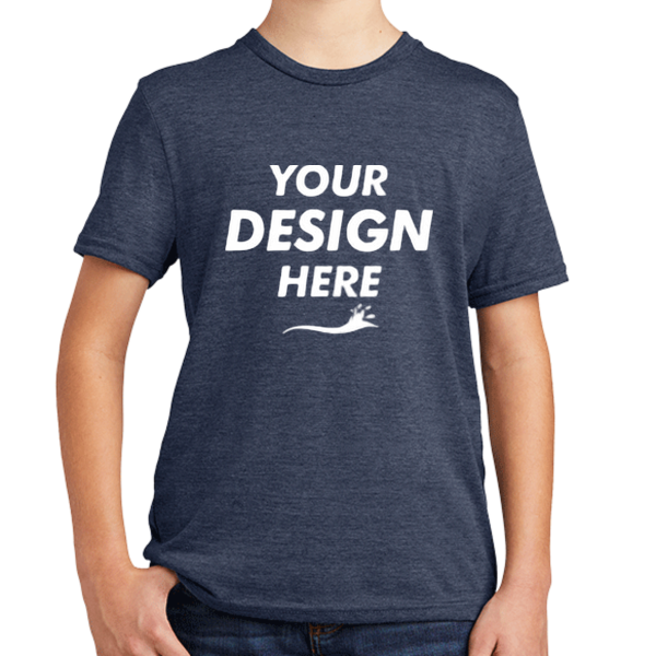 AllMade Youth Tri Blend Tee, Rebel Blue, Front view, Mockup