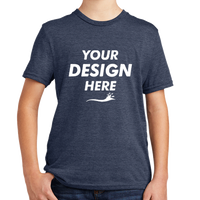 AllMade Youth Tri Blend Tee, Rebel Blue, Front view, Mockup