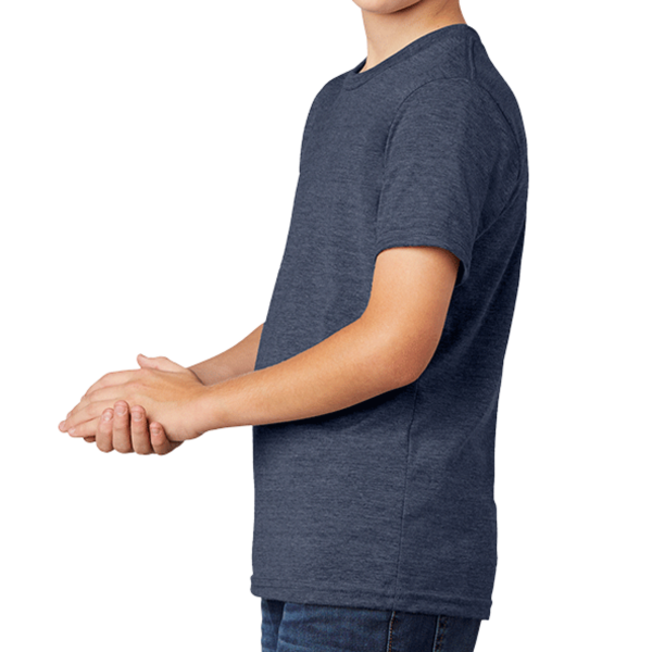 AllMade Youth Tri Blend Tee, Rebel Blue, Left Sleeve view