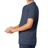 AllMade Youth Tri Blend Tee, Rebel Blue, Left Sleeve view