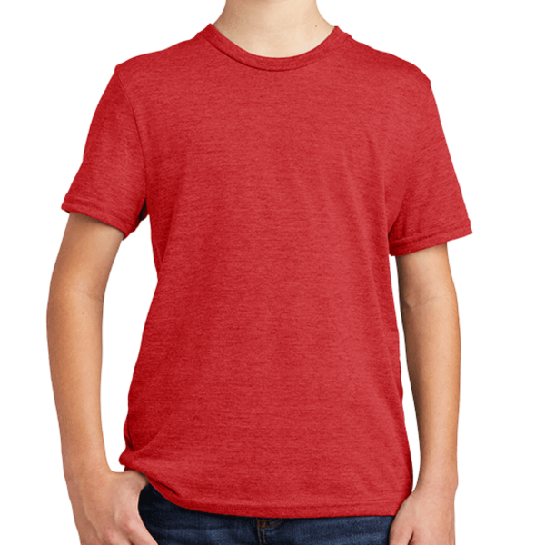 AllMade Youth Tri Blend Tee, Rise Up Red, Front view
