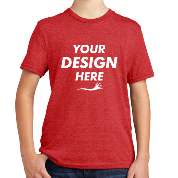 AllMade Youth Tri Blend Tee, Rise Up Red, Front view, Mockup