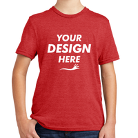 AllMade Youth Tri Blend Tee, Rise Up Red, Front view, Mockup