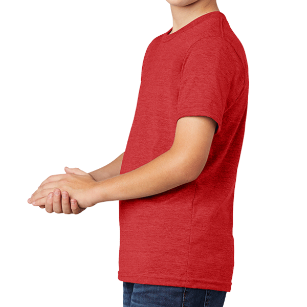 AllMade Youth Tri Blend Tee, Rise Up Red, Left Sleeve view