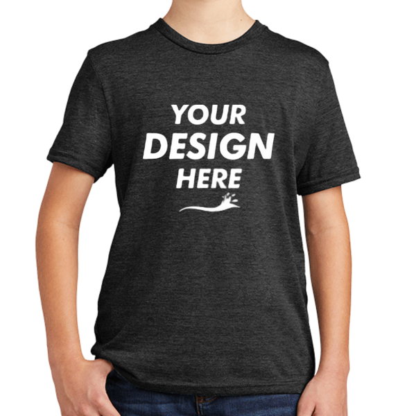 AllMade Youth Tri Blend Tee, Space Black, Front view, Mockup