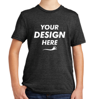 AllMade Youth Tri Blend Tee, Space Black, Front view, Mockup