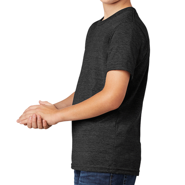AllMade Youth Tri Blend Tee, Space Black, Left Sleeve view