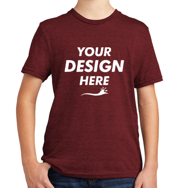 AllMade Youth Tri Blend Tee, Vino Red, Front view, Mockup
