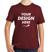 AllMade Youth Tri Blend Tee, Vino Red, Front view, Mockup