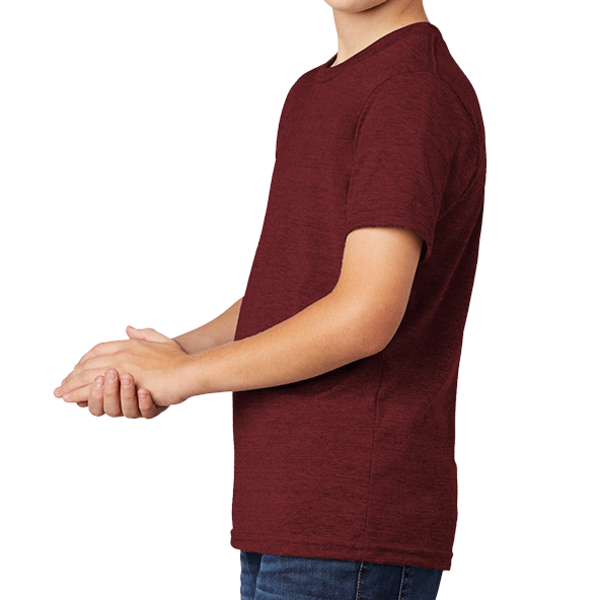 AllMade Youth Tri Blend Tee, Vino Red, Left Sleeve view