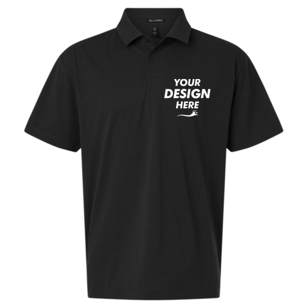 AllPro Men's Pro-Flex Sorona® Polo, Black, Front view, Mockup