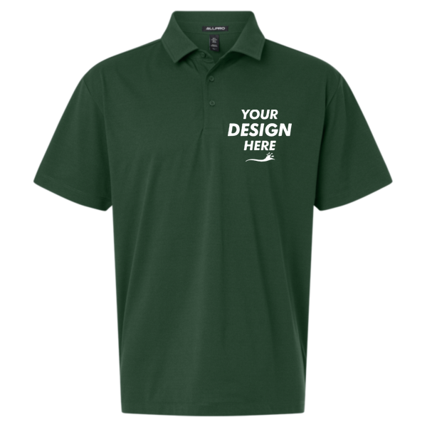 AllPro Men's Pro-Flex Sorona Polo, Forest Green, Front view, Mockup