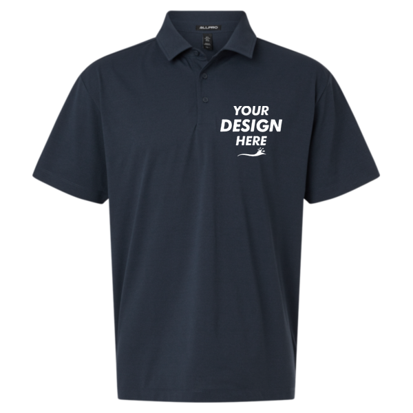 AllPro Men's Pro-Flex Sorona® Polo, Navy, Front view, Mockup