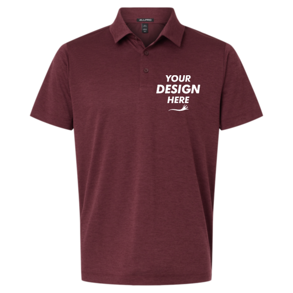 AllPro Men's Pro-Lock Performance Mélange Polo, Maroon Melange, Front view, Mockup