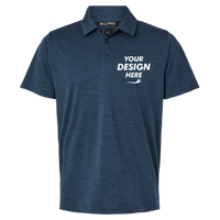 AllPro Men's Pro-Lock Performance Mélange Polo, Navy Melange, Front view, Mockup