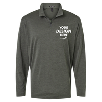 AllPro Men's Pro-Lock Performance Mélange Quarter-Zip Pullover, Charcoal Melange, Front view, Mockup