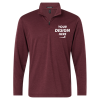 AllPro Men's Pro-Lock Performance Mélange Quarter-Zip Pullover, Maroon Melange, Front view, Mockup