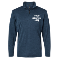 AllPro Men's Pro-Lock Performance Mélange Quarter-Zip Pullover, Navy Melange, Front view, Mockup