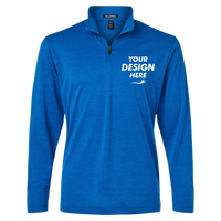AllPro Men's Pro-Lock Performance Mélange Quarter-Zip Pullover, Royal Melange, Front view, Mockup