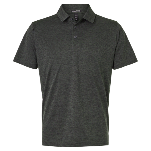 AllPro Men's Pro-Lock Performance Mélange Polo, Black Melange, Front view