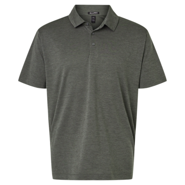 AllPro Men's Pro-Lock Performance Mélange Polo, Charcoal Melange, Front view