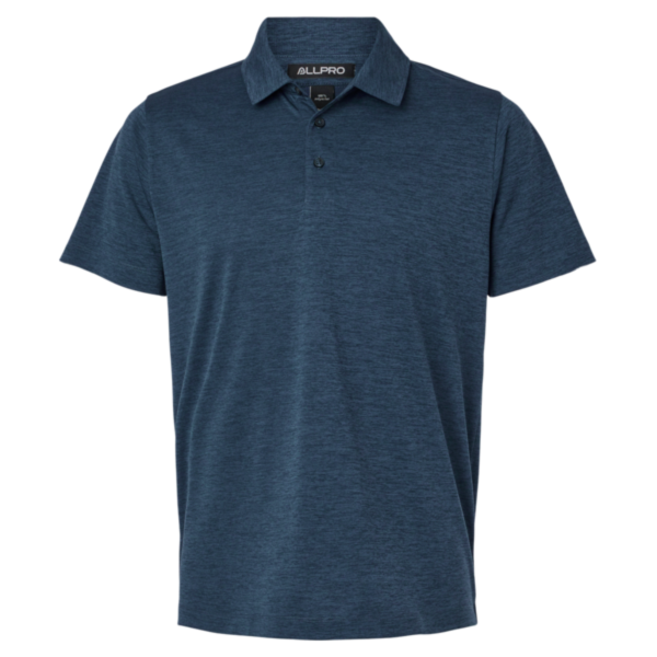 AllPro Men's Pro-Lock Performance Mélange Polo, Navy Melange, Front view