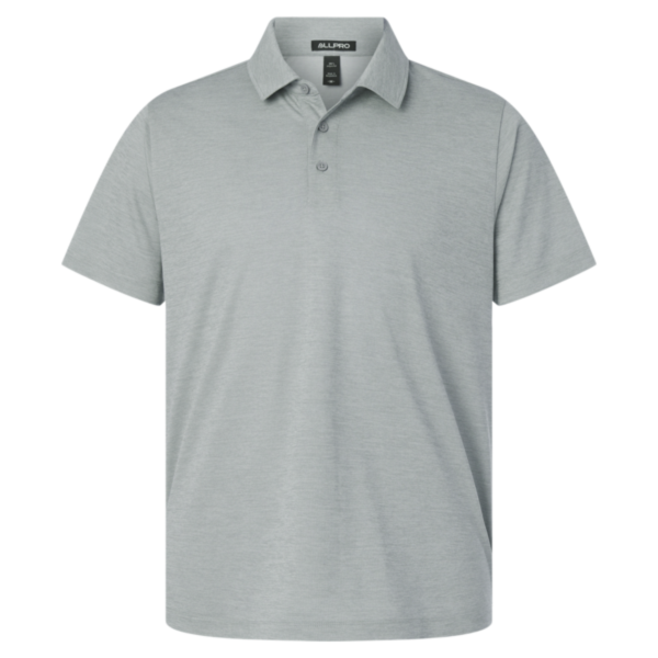 AllPro Men's Pro-Lock Performance Mélange Polo, Silver Melange, Front view