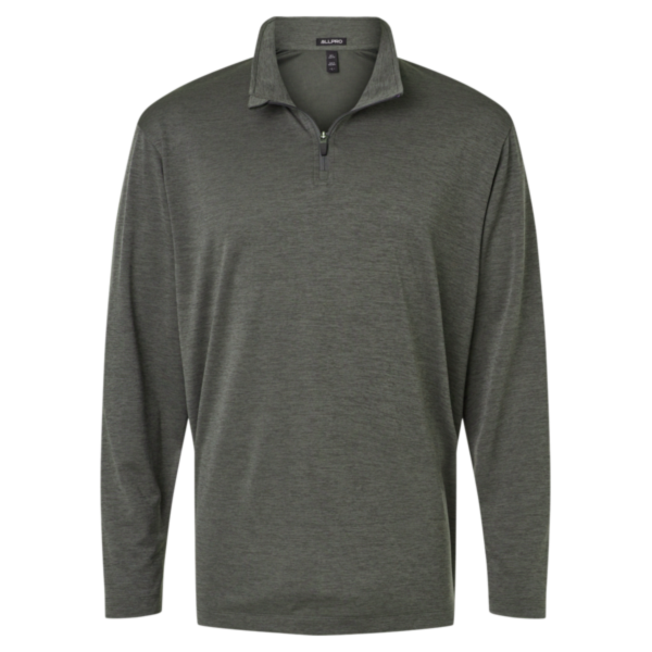 AllPro Men's Pro-Lock Performance Mélange Quarter-Zip Pullover, Charcoal Melange, Front view
