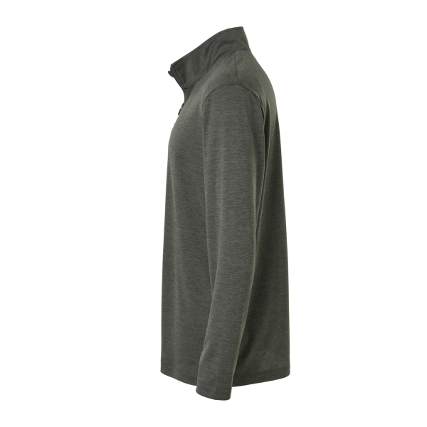 AllPro Men's Pro-Lock Performance Mélange Quarter-Zip Pullover, Charcoal Melange, Left Sleeve view