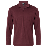 AllPro Men's Pro-Lock Performance Mélange Quarter-Zip Pullover, Maroon Melange, Front view