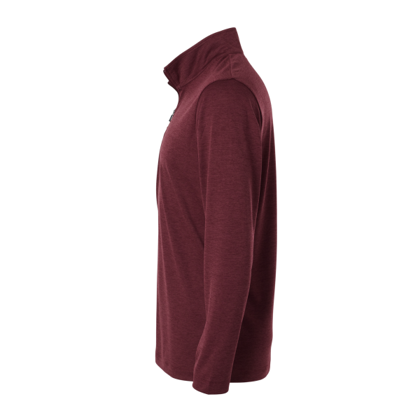 AllPro Men's Pro-Lock Performance Mélange Quarter-Zip Pullover, Maroon Melange, Left Sleeve view