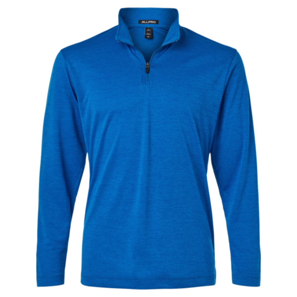 AllPro Men's Pro-Lock Performance Mélange Quarter-Zip Pullover, Royal Melange, Front view