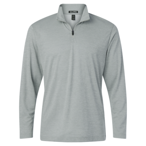AllPro Men's Pro-Lock Performance Mélange Quarter-Zip Pullover, Silver Melange, Front view