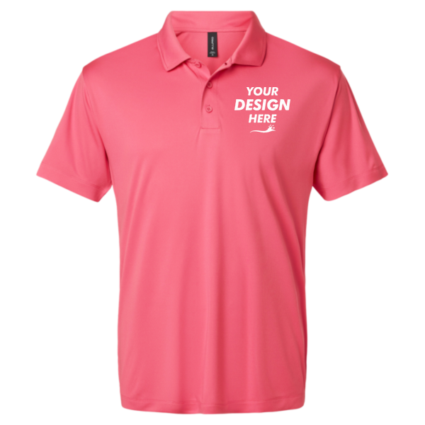 AllPro Men's Pro-Lock Performance Polo, Bright Pink, Front view, Mockup