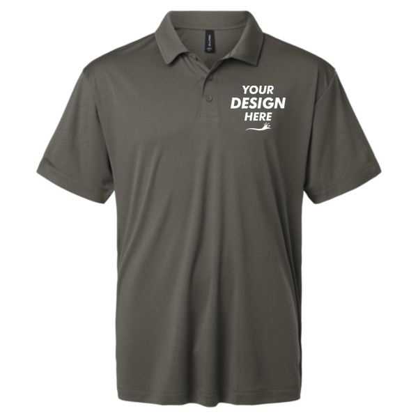 AllPro Men's Pro-Lock Performance Polo, Charcoal, Front view, Mockup