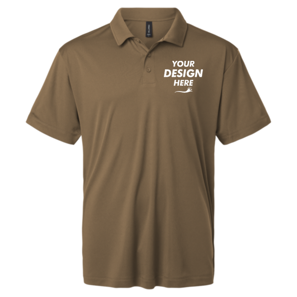 AllPro Men's Pro-Lock Performance Polo, Cigar, Front view, Mockup