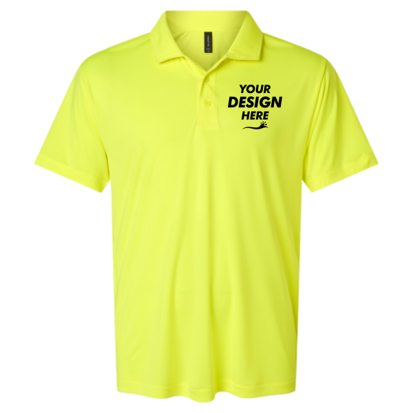 AllPro Men's Pro-Lock Performance Polo, Neon Yellow, Front view, Mockup