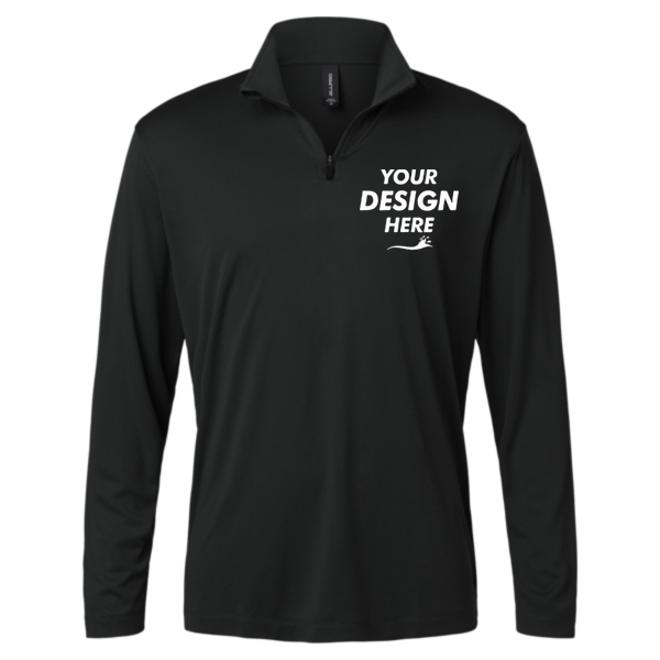 AllPro Men's Pro-Lock Performance Quarter-Zip Pullover, Black, Front view, Mockup