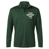 AllPro Men's Pro-Lock Performance Quarter-Zip Pullover, Forest Green, Front view, Mockup