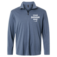 AllPro Men's Pro-Lock Performance Quarter-Zip Pullover, Heather Navy, Front view, Mockup