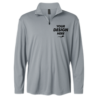 AllPro Men's Pro-Lock Performance Quarter-Zip Pullover, Heather Steel, Front view, Mockup