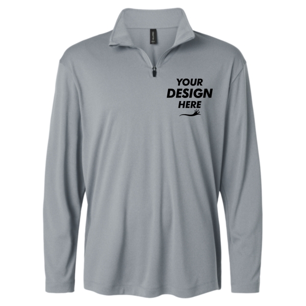 AllPro Men's Pro-Lock Performance Quarter-Zip Pullover, Heather Steel, Front view, Mockup